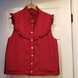 ND New Directions quilted semi puffy vest Red L